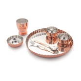 Dynore - 7 Pcs Copper Plated Dinner Set Gold Stainless Steel Dinner Set ( Pack of 7 ) - Gold