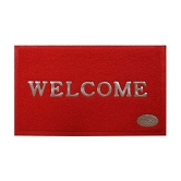 Abhikram - Anti-skid Polyester Door Mat ( 60 X 40 cm ) Single - Red - Red