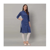 Glito Cotton Blend Checks Front Slit Womens Kurti - Blue ( Pack of 1 ) - None