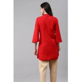 HIGHLIGHT FASHION EXPORT - Red Rayon Womens Straight Kurti - M