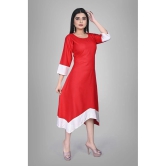 Kapadia - Red Rayon Womens Asymmetrical Kurti ( Pack of 1 ) - None