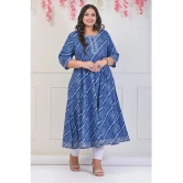 Swasti Cotton Blend Printed Anarkali Womens Kurti - Blue ( Pack of 1 ) - None