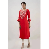 MAUKA - Red Rayon Womens Straight Kurti ( Pack of 1 ) - None