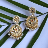 iha Pearl Jadau Chandbali Earrings|Fashion Jewellery|Earrings for Women and Girls