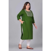 Preksha Rayon Embroidered Straight Womens Kurti - Green ( Pack of 1 ) - None