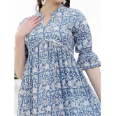 Stylum Cotton Printed Knee Length Womens Fit & Flare Dress - Blue ( Pack of 1 ) - None