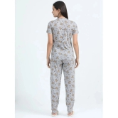 JILZ Grey Cotton Womens Nightwear Nightsuit Sets ( Pack of 1 ) - None