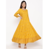 KIPEK - Mustard Rayon Womens Anarkali Kurti ( Pack of 1 ) - None