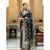 Apnisha Silk Embellished Saree With Blouse Piece - Black ( Pack of 1 ) - Black