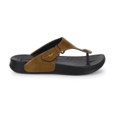 UrbanMark Men Two-Tone Upper With Side Velcro Strap Thong Flip-Flop - Brown - None