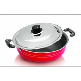 DYNAMIC STORE Dynore Non stick Deep Kadai with SS Lid, 2 L capacity