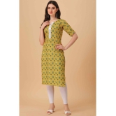 Glomee Crepe Printed Straight Women''s Kurti - Yellow ( Pack of 1 ) - None