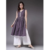 Stylum Cotton Blend Printed A-Line Womens Kurti - Purple ( Pack of 1 ) - None