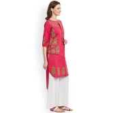 Women Pink Block Print Kurta with Jacket