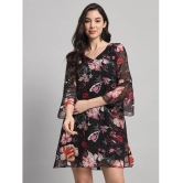 Curvydrobe Georgette Printed Mini Womens A-line Dress - Black ( Pack of 1 ) - None