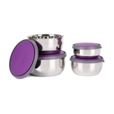 HomePro Bowl 4pcs With Lid Steel Purple Food Container ( Set of 4 ) - Purple