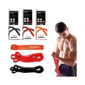 Slovic Fitness Resistance Band - 42-inch loop with door anchors | Pull up training bands for Calisthenics | with Workout Guide | Set of 3 Bands Red  (15-35 lbs)-Black (30-75 lbs)-Orange (75-