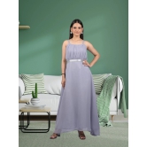 Long dress for women western wear and party wear sleeve less dress Princess Gown For Party Wear (OTL-GWN-1001)-Grey / XL