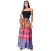 Wild-Orchid Long Summer Skirt with Stripes Woven in Multi-Color Thread and Dori on Waist