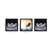 eCraftIndia Running Horses Satin Matt Texture UV Art Multicolor Wood Painting With Frame Set of 3