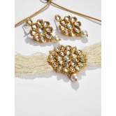 WHITE KUNDAN CHOKER WITH EARRINGS SET