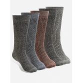 Texlon Woollen Mens Self Design Multicolor Mid Length Socks ( Pack of 5 ) - Multicolor