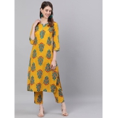 Antaran Cotton Printed Kurti With Pants Womens Stitched Salwar Suit - Yellow ( Pack of 1 ) - None