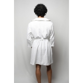 Towel material bathrobe - knee length-White / XXL