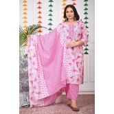 Swasti Cotton Printed Straight Womens Kurti - Pink ( Pack of 1 ) - None