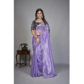 Apnisha Organza Solid Saree With Blouse Piece - Lavender ( Pack of 1 ) - Lavender