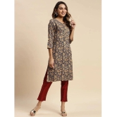 Rangita Women 100% Rayon Navy Floral Printed Knee Length Straight Kurti - None