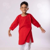 Cotton Kurta for Boys, Men | Colour Pop, Red-XXL