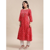 Varanga Cotton Printed Flared Womens Kurti - Red ( Pack of 1 ) - None