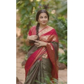 Preorder-Exquisite Green Kanjivaram Pure Silk Saree with zari checks  and 11” spectacular borders  | SILK MARK CERTIFIED