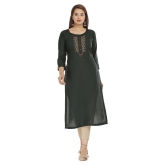 HIGHLIGHT FASHION EXPORT - Green Rayon Womens Straight Kurti ( Pack of 1 ) - XXL