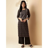 Vbuyz Cotton Printed Straight Womens Kurti - Black ( Pack of 1 ) - None