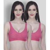 Elina - Pink Cotton Non - Padded Womens T-Shirt Bra ( Pack of 2 ) - None