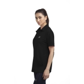 Women Solid Polo Neck Polyester Black T-Shirt