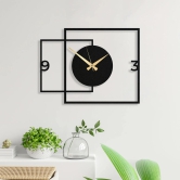 Zik Impex Double Square Shaped Metal Wall Clock for Living Room, Bedroom, Study Room, Office-White