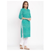 FabbibaPrints - Green Cotton Womens Straight Kurti - L