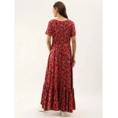 Divena Rayon Printed Full Length Womens Fit & Flare Dress - Maroon ( Pack of 1 ) - None