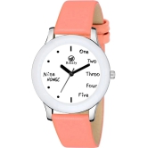 Septem Peach Leather Analog Mens Watch