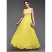 Miss Chase Polyester Self Design Full Length Womens Fit & Flare Dress - Yellow ( Pack of 1 ) - None