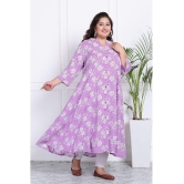 Swasti Cotton Blend Printed Front Slit Womens Kurti - Purple ( Pack of 1 ) - None