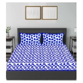 FrionKandy Living Cotton Abstract Double Bedsheet with 2 Pillow Covers - Blue - Blue