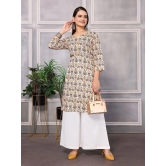 Rangita Women Rayon Cream Printed Knee Length Straight Kurti - None