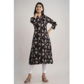 MAUKA - Black Rayon Womens A-line Kurti ( Pack of 1 ) - None