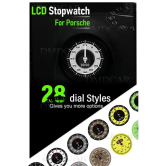LCD Stopwatch for Porsche Cayenne 2024 Digital Cluste Meters Watch Car Timer Interior Center Dashboard Clock Compass delete-Black Cover Watch