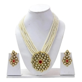 Jewar Mandi - Beige Brass Necklace Set ( Pack of 1 ) - Beige