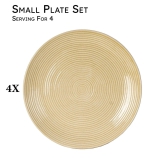 Reactive Handpainted Premium Ceramic 4 Small Plates | Quarter Plates | Stoneware | Microwave and Dishwasher Safe | Pack of 4 | Yellow Ten